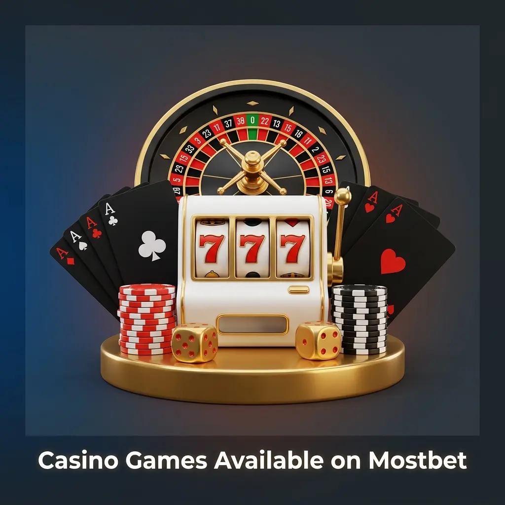 Mostbet casino games including live dealer tables, slots, crash games, and card games available for players in Pakistan