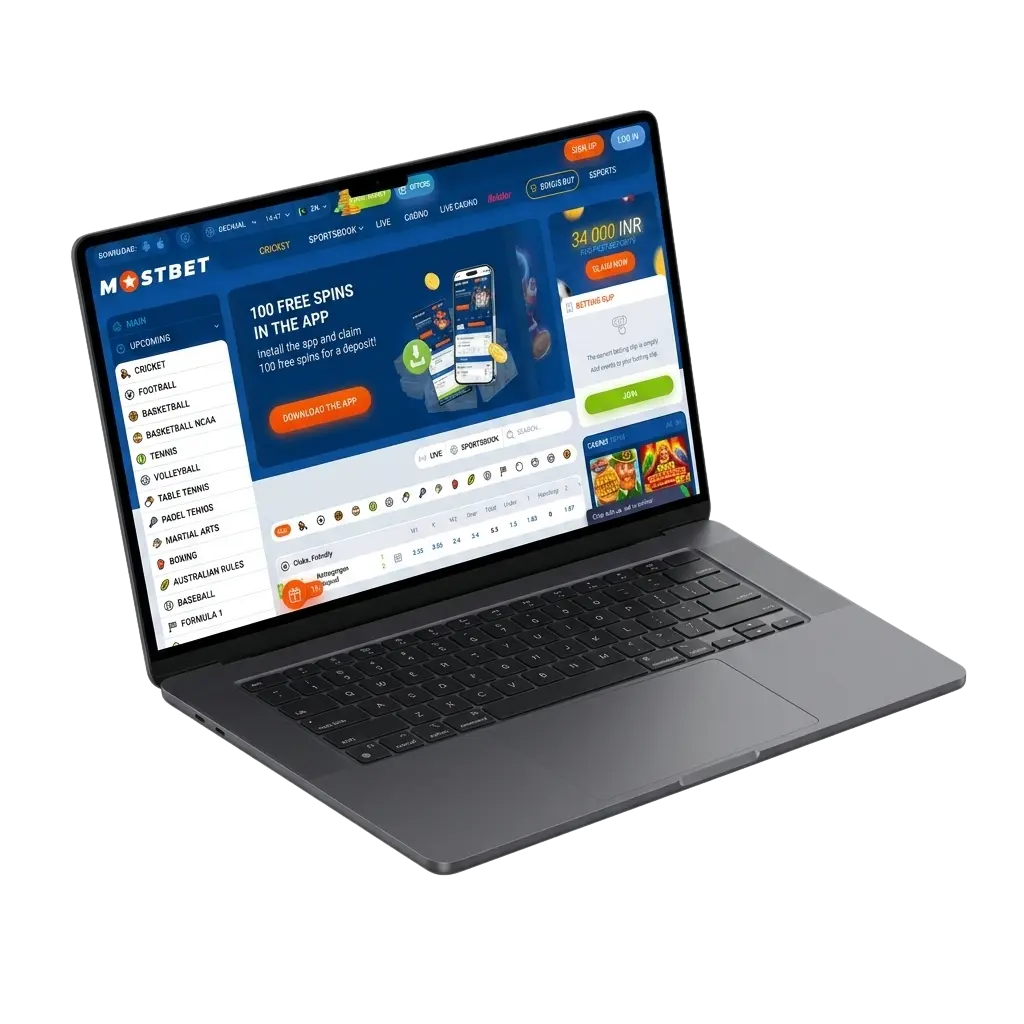 Mostbet Pakistan betting platform showing cricket, football, casino games, live betting odds and responsible gaming tools