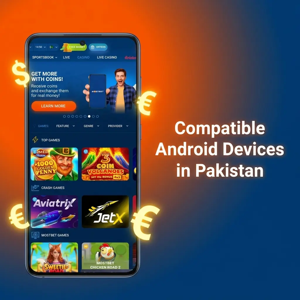 Compatible Android devices for Mostbet app in Pakistan including Samsung, Xiaomi, OPPO, Vivo, Infinix, and Tecno models