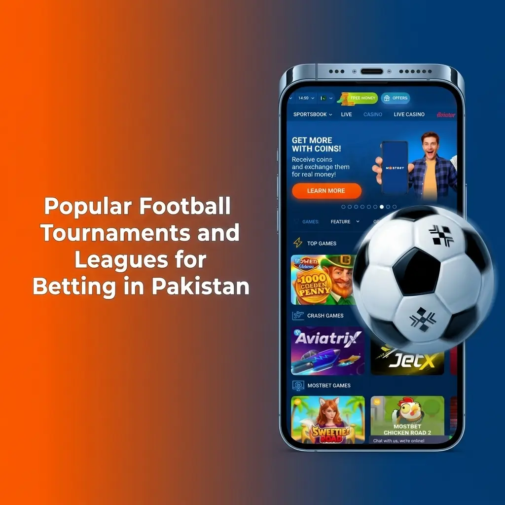 Popular football tournaments and leagues for betting in Pakistan on Mostbet, including FIFA World Cup and Premier League