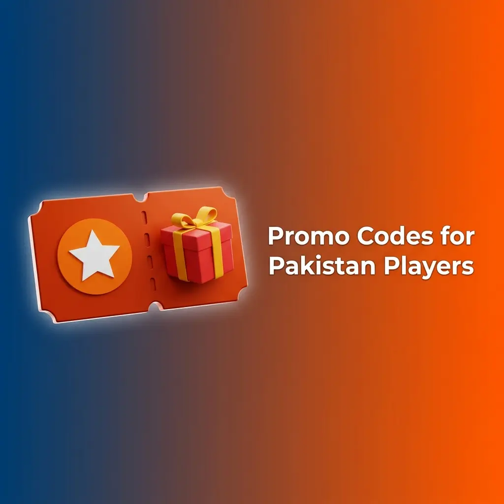 Promo codes for Pakistan players showing bonus codes MBPK and MBSPORT with steps to apply during registration