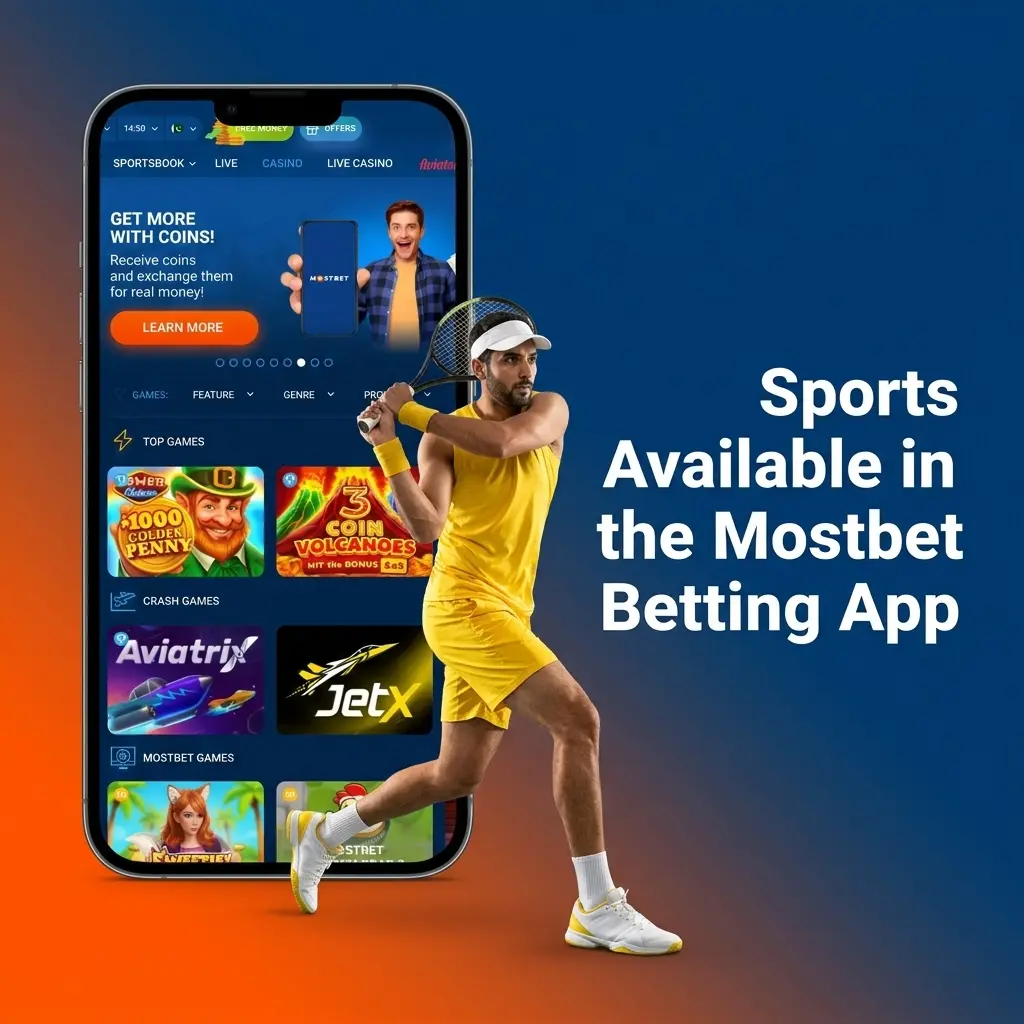 Mostbet app sports betting options including cricket, football, tennis, basketball, eSports and more available daily