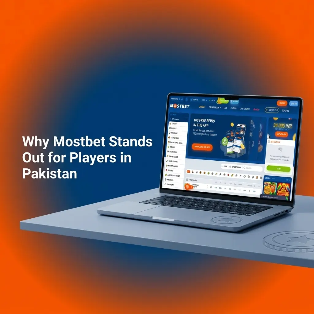 Mostbet Pakistan platform showing sports betting, casino games, mobile app access, and SSL security features for Pakistani players